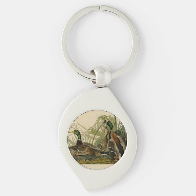 Porte-clés Peinture d'oiseaux de Mallard Duck Audubon (Devant)