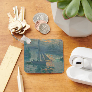 Porte-clés Peinture impressionniste marine du lever de soleil