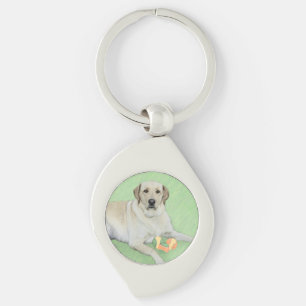 Porte-clés Peinture Labrador Retriever jaune et balles de ten
