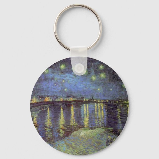 Porte-clés Peinture nocturne étoilée de Van Gogh (Recto)