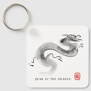 Porte-clés Peinture originale Dragon chinois Année Monogramme