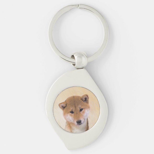 Porte-clés Peinture Shiba Inu (Rouge) - Art Chien original (Devant)