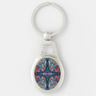 Porte-clés Peinture torsadée et trippée bleu