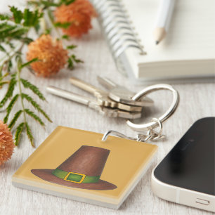 Porte-clés Pèlerin Puritan Casquette Bon thanksgiving Automne