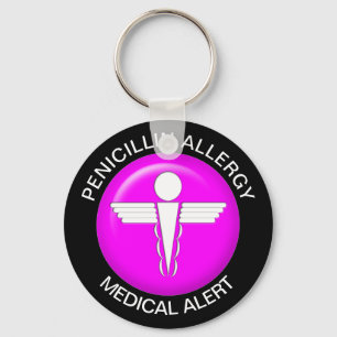 Porte-clés Pénicilline rose d'alerte Médicale