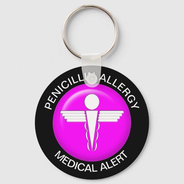 Porte-clés Pénicilline rose d'alerte Médicale (Recto)