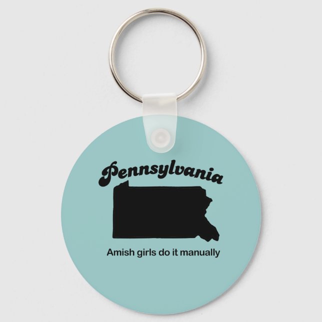Porte-clés Pennsylvania Motto - Amish filles le font manuelle (Recto)