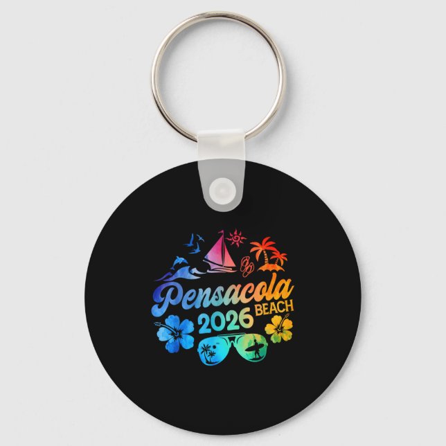 Porte-clés Pensacola Beach Florida 2026 Vacation Tie Dye Summ (Recto)