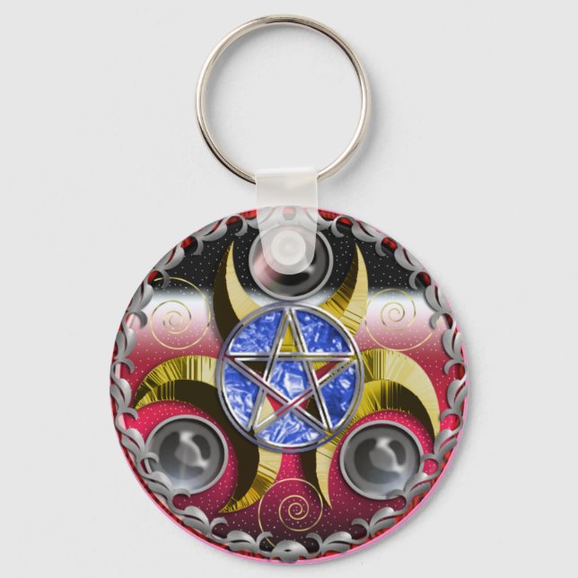 Porte-clés pentacle triple lune (Recto)