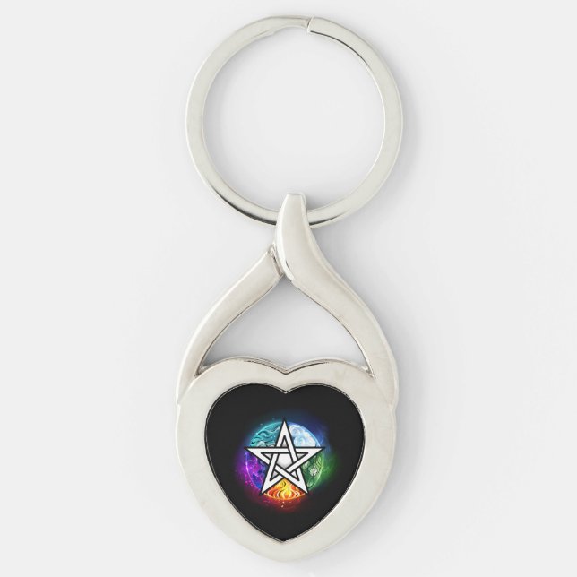 Porte-clés pentagramme du Wiccan (Devant)