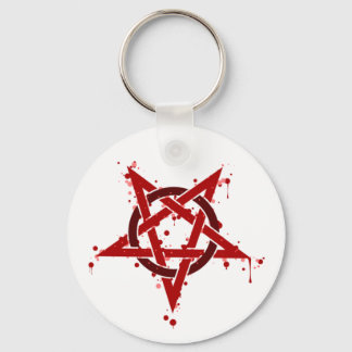 Porte-clés Pentagramme tacheté Satanique rouge