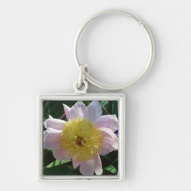 Porte-clés Peonies roses et jaunes Belle florale (Devant)
