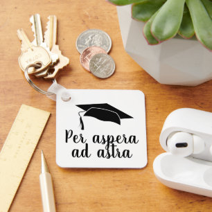 Porte-clés Per aspera ad astra Latin Quote Black Graduation