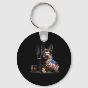 Porte-clés Père de chien berger allemand Patriotique Drapeau 