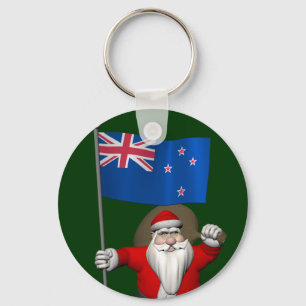 Porte-clés Père Noël Avec L'Ensigne De Nouvelle-Zélande