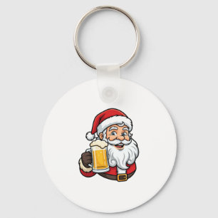Porte-clés Père Noël buvant de la bière Graphique de Noël