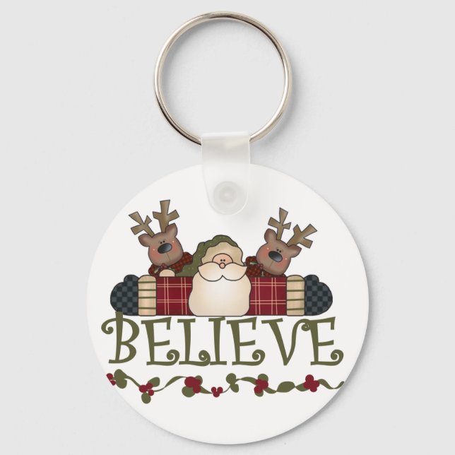 Porte-clés Père Noël Croire T-shirts et cadeaux (Recto)