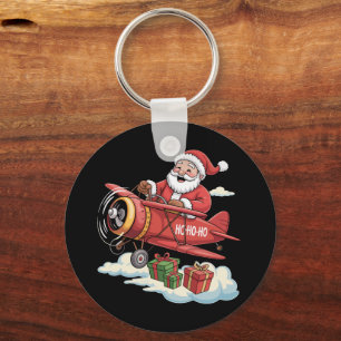 Porte-clés Père Noël de Noël Pilote Avion Volant Cadeau