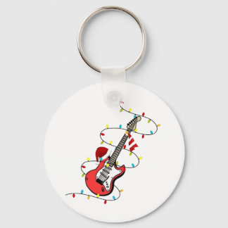 Porte-clés Père Noël guitare électrique musique Noël amateur