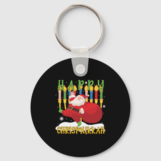 Porte-clés Père Noël Happy Chrismukkah Funny Hanoukka Christm (Recto)