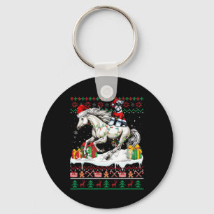 Porte-clés Père Noël Schnauzer équitation Cheval Noël Sweater