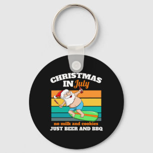 Porte-clés Père Noël Surfeur Bière Et BBQ Noël Fête Plage Noë