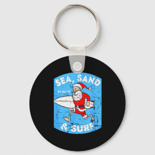 Porte-clés Père Noël surfeur - Père Noël de Noël surfant sur