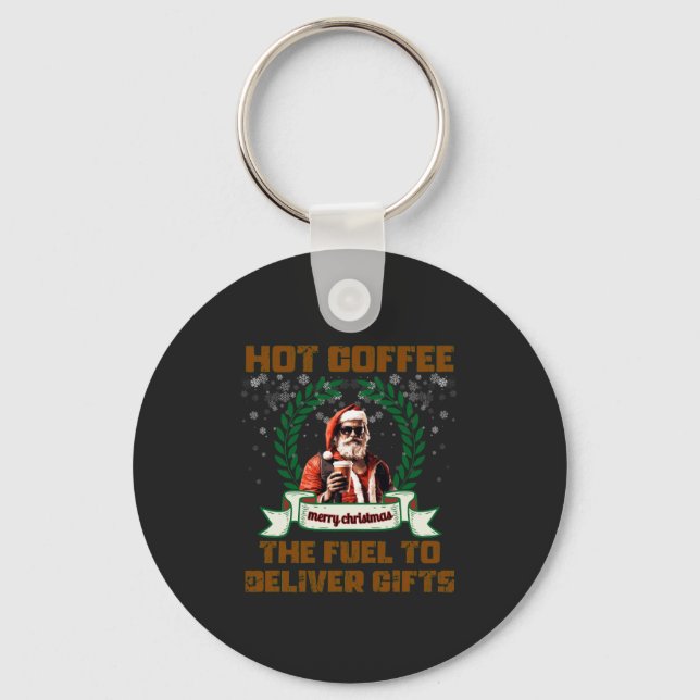 Porte-clés Père Noël Trucker Café Livraison Fête Noël Ro (Recto)