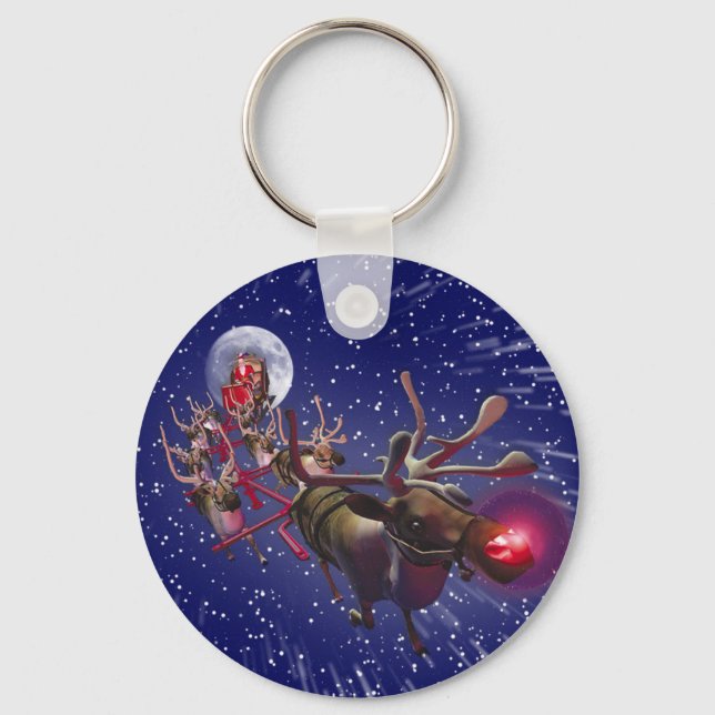 Porte-clés Père Noël Volant Renard rouge à nez (Recto)