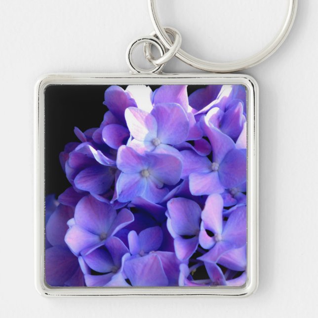 Porte-clés Périwinkel hydrangeas violet bleu fleur floral (Devant)