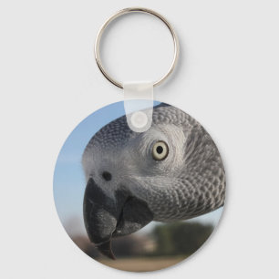 Porte-clés Perroquet curieux de gris africain du Congo