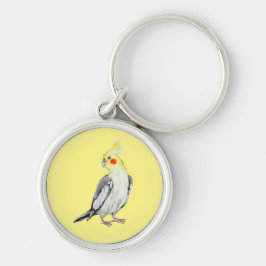 Porte-clés Perroquet d'aquarelle de Cockatiel mignon.