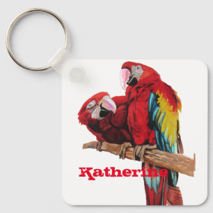 Porte-clés Perroquets de perroquets de macaw rouge Aquarelle 