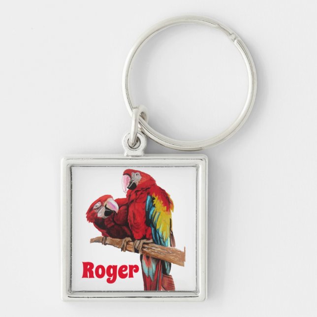 Porte-clés Perroquets de perroquets de macaw rouge Aquarelle  (Devant)