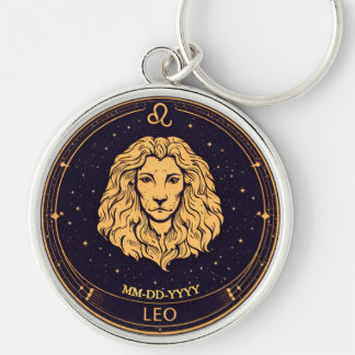 Porte-clés Personalised Leo Zodiac Keychain with Birth Date