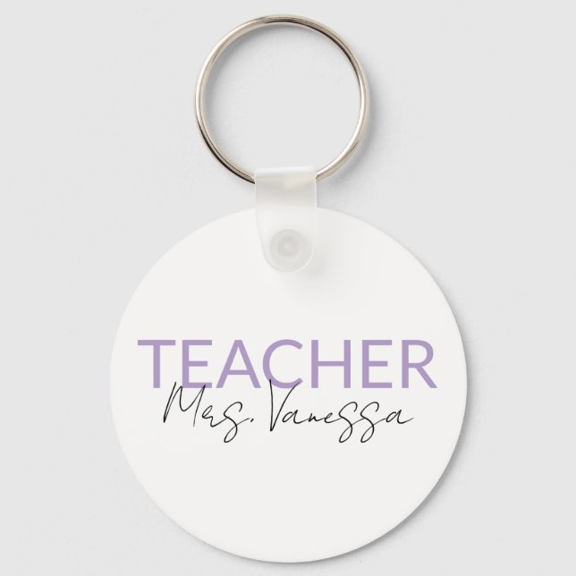 Porte-clés Personalization Teacher Name keychain, Retro Teach (Recto)