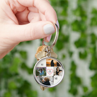 Porte-clés Personalized 4-Photo Collage Mom Monogram