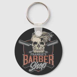 Porte-clés Personalized Barber Shop Hipster Skull and Razors