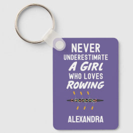 Porte-clés Personalized Cute Purple Rowing Girl Rower Kids
