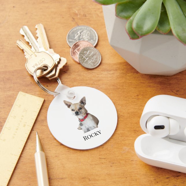 Porte-clés Personalized Dog Photo | Custom Pet Name  (Bureau)