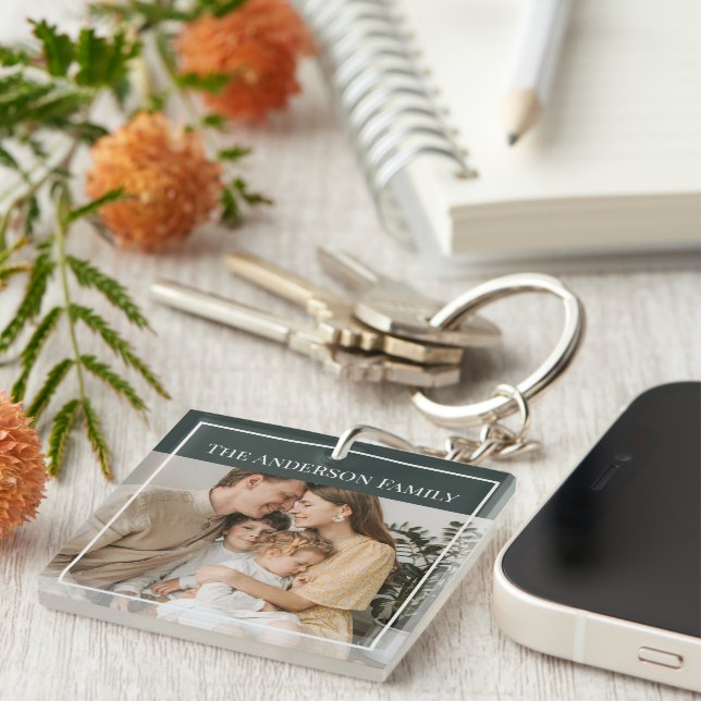 Porte-clés Personalized Family Photo | Custom Family Name  (Devant Droit)