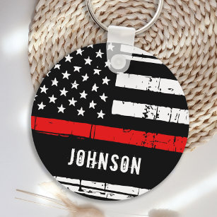 Porte-clés Personalized Firefighter Thin Red Line