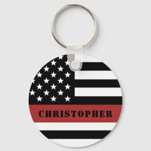 Porte-clés Personalized Firefighter Thin Red Line Flag Gift