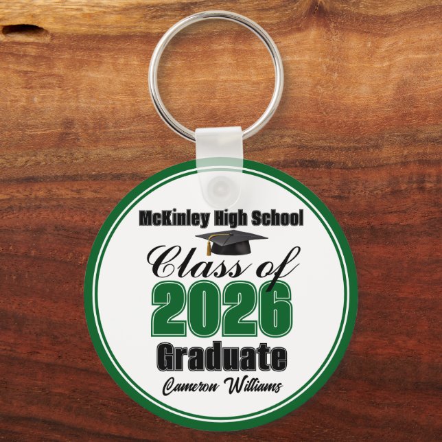 Porte-clés Personalized Green Class of 2026 Graduation Party (Recto)