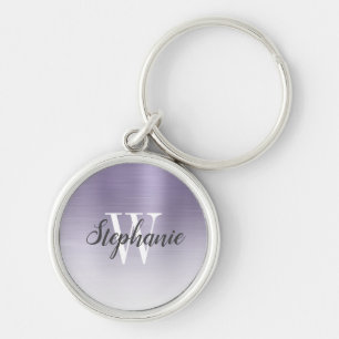 Porte-clés Personalized Lavender Brushed Metal Monogram