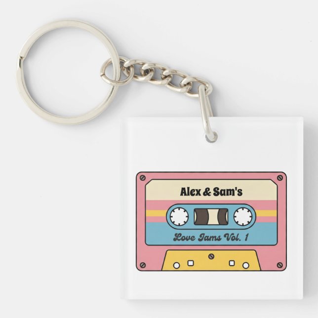 Porte-clés Personalized Love Jams Cassette Tape – Custom Name (Devant)