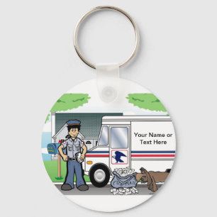 Porte-clés Personalized Postal Worker - Male Cartoon 