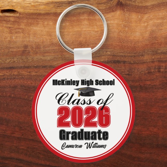 Porte-clés Personalized Red Class of 2026 Graduation Party (Recto)