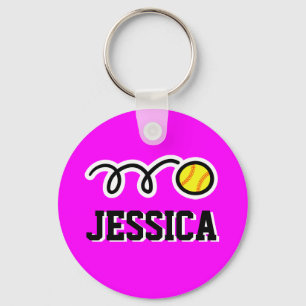 Porte-clés Personalized softball keychain for kids name