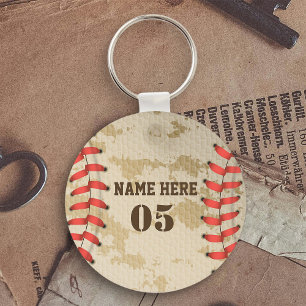 Porte-clés Personalized Vintage Baseball Name Number Retro